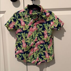 Janie and Jack Pink Parrot Print Shirt
